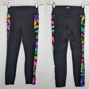 ✨3/$15 PINK Victoria's Secret black colorful mesh exercise workout leggings  S